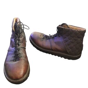 JD Fisk Men's Hendrix Snow Boot Size 13 Brown Leather Lace Up Quilted Stylish